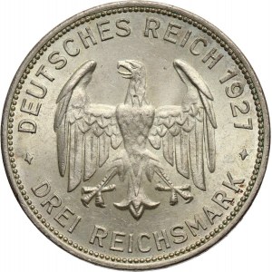Niemcy, Republika Weimarska, 3 marki 1927 F, Stuttgart, Uniwersytet w Tybindze