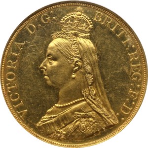 Wielka Brytania, Wiktoria, 5 funtów 1887, Prooflike