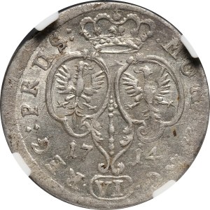 Niemcy, Brandenburgia-Prusy, Fryderyk Wilhelm I, 6 groszy (szóstak) 1714 CG, Królewiec