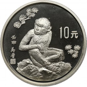 Chiny, 10 yuan 1992, Rok Małpy