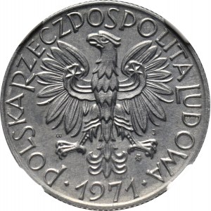 PRL, 5 złotych 1971, Rybak, ODWROTKA