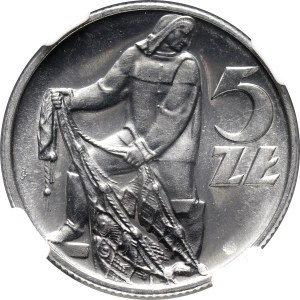 PRL, 5 złotych 1958, Rybak, BAŁWANEK
