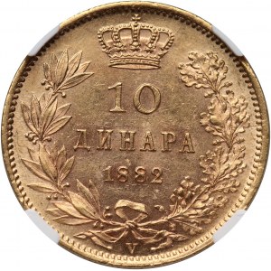 Serbia, Milan I, 10 Dinara 1882 V, Vienna