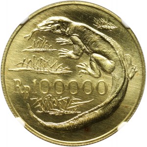 Indonezja, 100000 rupii 1974, Waran z Komodo, stempel zwykły
