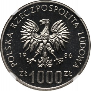 PRL, 1000 złotych 1986, Narodowy czyn pomocy szkole, PRÓBA, nikiel