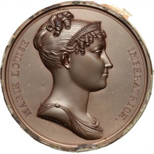 Francja, Napoleon I, medal jednostronny, ślub Napoleona z Marią Ludwiką, w ozdobnej złoconej oprawie
