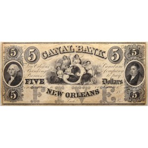 Stany Zjednoczone Ameryki, Canal Bank New Orleans, 5 dolarów (1840-1850) seria C