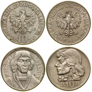 Poland, set: 2 x 10 gold, 1959 and 1966, Warsaw
