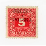 Cracow issue, 1919. uncancelled surcharge stamp for 5 h. with second form overprint. Guarantee (120)