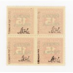 Cracow issue, 1919. uncancelled four stamp surcharge for 15h. with II form overprint. Guarantee (123)