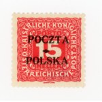 Cracow issue, 1919. uncancelled surcharge stamp for 15 h. with second form overprint. Guarantee (172)