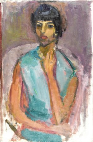 Zygmunt SCHRETER / SZRETER (1886-1977), Portret kobiety w turkusowej sukience