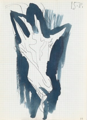 Jerzy PANEK (1918-2001), Głowa kozy o pociągłym pysku, 1964 [15 sierpnia]. Rysunek ze 