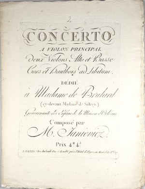 Janiewicz Feliks - 2 Concerto a Violon Principal deux Violons Alto et Basse Cors et Hautbois ad Libitum, ok. 1795.