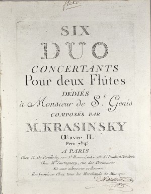 [Krasinski] Müller Ernest-Louis - Six Duo Concertants pour deux Flutes dedies a Monsieur de St. Genis, op. 2, przed 1783.