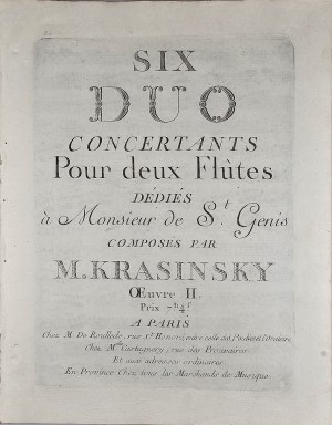 [Krasinski] Müller Ernest-Louis - Six Duo Concertants pour deux Flutes dedies a Monsieur de St. Genis, op. 2, przed 1783.