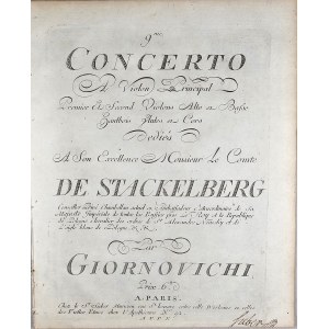 Jarnović Ivan Mane - 9me Concerto a Violon Principal Premier & Second Violons Alto & Basse... dedies A Son Excellence Consieur le Comte de Stackelberg, 1782