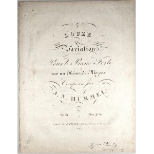 Hummel Johann Bernhard - Douze Variations Pour le Piano-Forte, Paryż, Playel, ok. 1800.