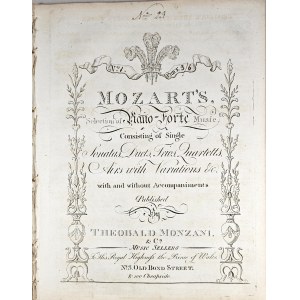 Mozart's Selection of Piano-Forte Music, no 1-3 - op. 15, sonaty I-III, Londyn, Monzani, ok. 1805.
