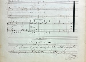 Soliva Carlo Evasio - Salmo CXII. Laudete pueri Dominum... Dla Izabeli Elźbiety Czartoryskiej, autograf, 1852.