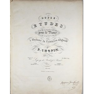 Chopin Fryderyk - 25/1-6-2-B&H DOUZE ETUDES pour le Piano dédiées à Madame la Comtesse d’Agoult, 1855.