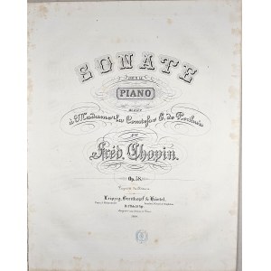 Chopin Fryderyk - 58-1b-B&H SONATE POUR LE PIANO dédiée à Madame la Comtesse E. de Perthuis, ok. 1866.
