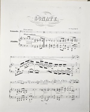 Chopin Fryderyk - 65-1a-B&H SONATE pour Piano et Violoncelle arrangée pour Piano et Violon par FERD. DAVID, 1850.