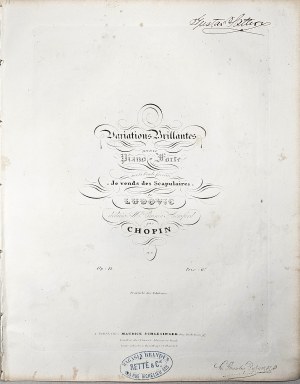Chopin Fryderyk - 12-1-Sm Variations Brillantes POUR LE Piano-Forte sur la Ronde favorite Je vends des Scapulaires