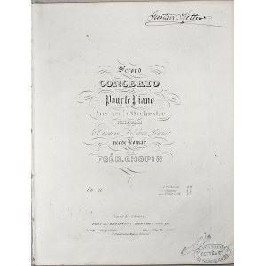 Chopin Fryderyk - 21-1c-BR Second CONCERTO Pour le Piano Avec Acc d’Orchestre DÉDIÉ À MADAME la Comtesse Delphine Potocka née de Komar, Paryż, Brandus, 1852-1859.