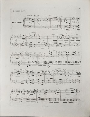 Chopin Fryderyk - 21-1c-BR Second CONCERTO Pour le Piano Avec Acc d’Orchestre DÉDIÉ À MADAME la Comtesse Delphine Potocka née de Komar, Paryż, Brandus, 1852-1859.