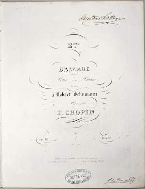 CHopin Fryderyk - 38-1b-BR 2me. BALLADE Pour LE Piano Dédiée à Robert Schumann, Paryż, Brandus, 1850-1860.