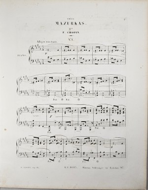 Chopin Fryderyk - 56-1a-Sm 3 MAZURKAS POUR Piano, dédiées à Mademme. C. MABERLY, Pryż, Schlesinger, 1844-1860.