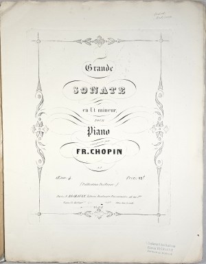 Chopin Fryderyk - [4-2-R] Grande SONATE en Ut mineur POUR Piano, Paryż, Richault, 1851-1862.
