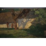 Obraz Wiejska chata / Pejzaż (dwustronny), malarz polski, pocz. XX w. Sygnowany