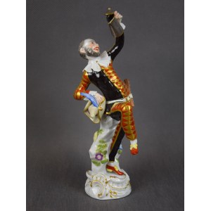 Figure Harlequin with a jug, MIESNIA, Johann Joachim Kandler, early 20th century.