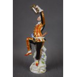 Figure Harlequin with a jug, MIESNIA, Johann Joachim Kandler, early 20th century.