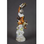 Figure Harlequin with a jug, MIESNIA, Johann Joachim Kandler, early 20th century.