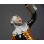 Figure Harlequin with a jug, MIESNIA, Johann Joachim Kandler, early 20th century.