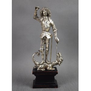 Figure St. George defeating the dragon, Silver, 18th/19th century, Germany?