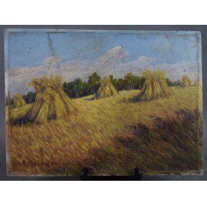 Aleksander MAKOWSKI, Landscape with sheaves, 1930s.