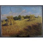 Aleksander MAKOWSKI, "Landscape with sheaves," 1930s.