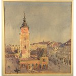 Franciszek TUREK (1882-1947), "Town Hall on the Market Square in Krakow," watercolor, early 20th century.