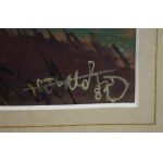 Wiktor Zin (1925-2007), Paesaggio con falò, pastello, 1981.