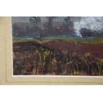 Wiktor Zin (1925-2007), Paesaggio con falò, pastello, 1981.