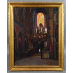 Eugeniusz DĄBROWSKI-DĄBROWA (1870-1941), "Interior of the Church / Flowers," 1909. (double-sided)