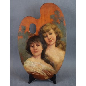 Stanislaw WITKOWSKI, Sisters on a painting palette, early 20th century.