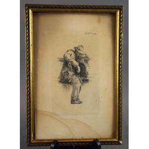 Stanislaw ZAWADZKI (1878 - 1960), Drzemka w ławce, 1912, etching