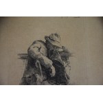 Stanislaw ZAWADZKI (1878 - 1960), Drzemka w ławce, 1912, etching