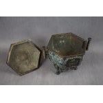 Qilin ladle, Japan, 19th century bronze, champleve enamel;