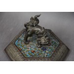 Qilin ladle, Japan, 19th century bronze, champleve enamel;
